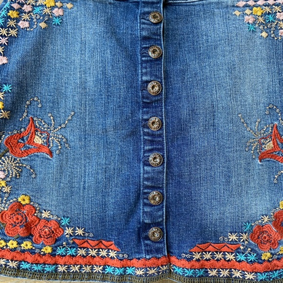 Sneak Peak Denim Embroidered Skirt - Picture 4 of 14